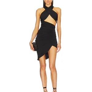 Michael Costello x Revolve Black Asymmetrical Dress